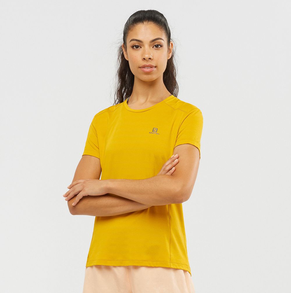Salomon Israel XA W - Womens T shirts - Yellow (ZMRC-08591)